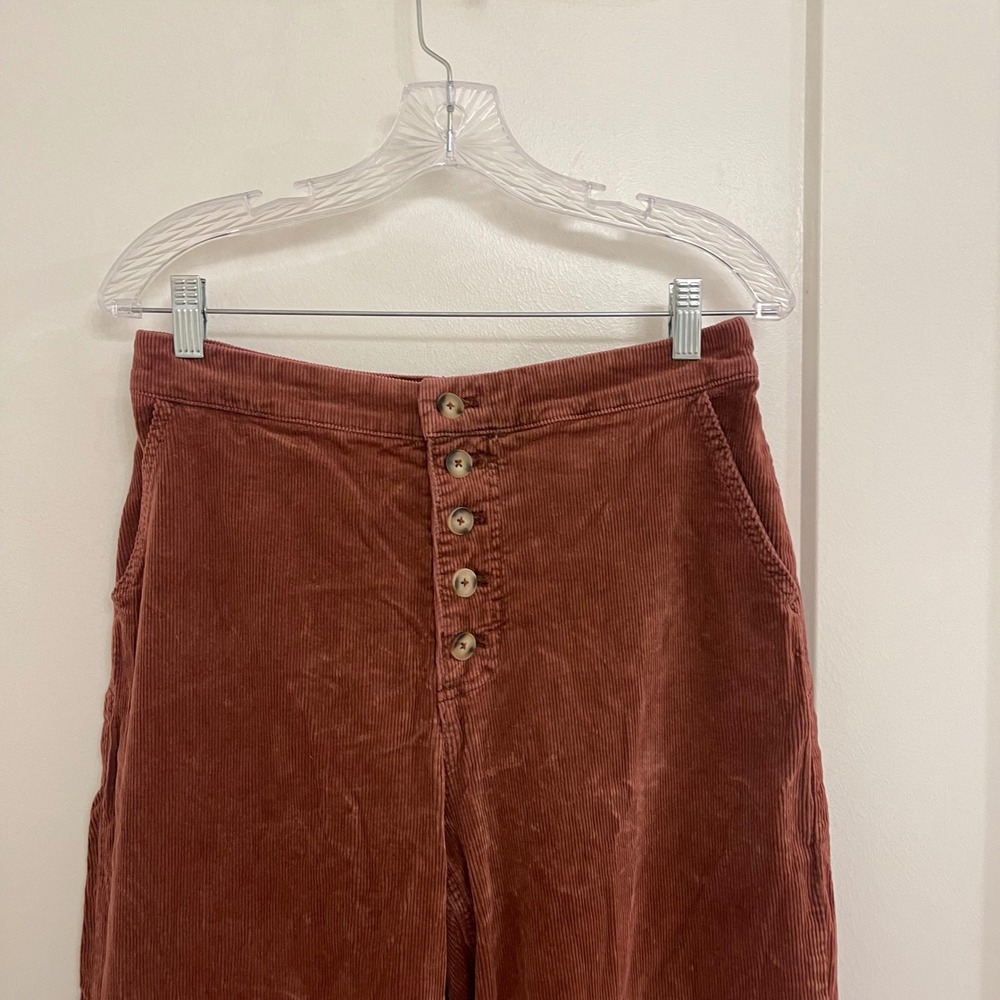 Pilcro Anthropologie Corduroy Wide Leg Burgundy Pants Fall Chic Modern - Picture 3 of 9